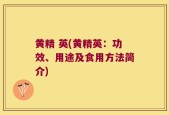 黄精 英(黄精英：功效、用途及食用方法简介)