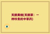 天鹅黄精(天鹅草：一种珍贵的中草药)