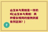 山玉米与黄精是一样的吗(山玉米与黄精：两种看似相同的植物到底有何区别？)