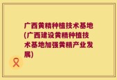 广西黄精种植技术基地(广西建设黄精种植技术基地加强黄精产业发展)