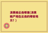 滇黄精云南哪里(滇黄精产地在云南的哪些地方？)