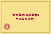湖南黄精(湖南黄精：一个珍稀中药材)