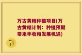 万古黄精种植项目(万古黄精计划：种植预期带来丰收和发展机遇)