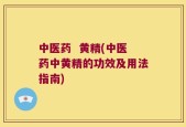 中医药  黄精(中医药中黄精的功效及用法指南)