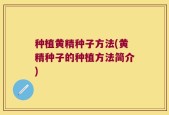 种植黄精种子方法(黄精种子的种植方法简介)