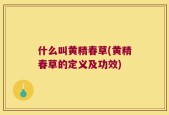 什么叫黄精春草(黄精春草的定义及功效)