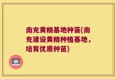 南充黄精基地种苗(南充建设黄精种植基地，培育优质种苗)