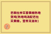 巴戟杜仲苁蓉黄精熟地煲鸡(熟地鸡汤配巴杜苁黄精，营养又滋补)