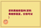 求购黄精移栽种(求购黄精移栽苗，价格可议)
