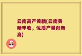 云南高产黄精(云南黄精丰收，优质产量创新高)