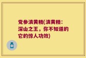 党参滇黄精(滇黄精：深山之王，你不知道的它的惊人功效)