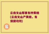 云南文山那里有种黄精(云南文山产黄精，有保健功效)