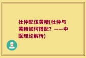 杜仲配伍黄精(杜仲与黄精如何搭配？——中医理论解析)