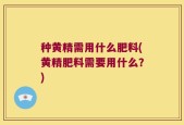 种黄精需用什么肥料(黄精肥料需要用什么？)