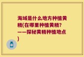 海域是什么地方种植黄精(在哪里种植黄精？——探秘黄精种植地点)