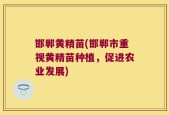 邯郸黄精苗(邯郸市重视黄精苗种植，促进农业发展)