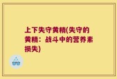 上下失守黄精(失守的黄精：战斗中的营养素损失)