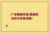广东黄精作用(黄精的功效与作用详解)