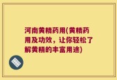 河南黄精药用(黄精药用及功效，让你轻松了解黄精的丰富用途)