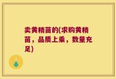 卖黄精苗的(求购黄精苗，品质上乘，数量充足)