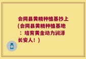 会同县黄精种植基抄上(会同县黄精种植基地 ：培育黄金动力润泽长安人！)