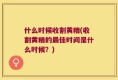 什么时候收割黄精(收割黄精的最佳时间是什么时候？)
