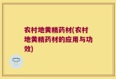 农村地黄精药材(农村地黄精药材的应用与功效)
