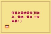 何首乌黄精黄豆(何首乌、黄精、黄豆 三宝来袭！)