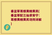 垂盆草葛根黄精黄芪(垂盆草配三仙求安宁：葛根黄精黄芪功效详解)