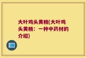 大叶鸡头黄精(大叶鸡头黄精：一种中药材的介绍)