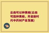 云南可以种黄精(云南可栽种黄精，开启新时代中药材产业发展)