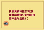 优质黄精种植公司(优质黄精种植公司如何保障产量与品质？)