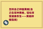 怎样自己种植黄精(自己在家种黄精，轻松享受健康养生——黄精种植指南)