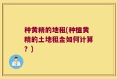 种黄精的地租(种植黄精的土地租金如何计算？)