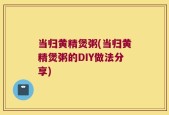 当归黄精煲粥(当归黄精煲粥的DIY做法分享)