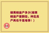 细黄精亩产多少(细黄精亩产量翻倍，种出高产再也不是难事！)