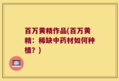 百万黄精作品(百万黄精：稀缺中药材如何种植？)