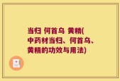 当归 何首乌 黄精(中药材当归、何首乌、黄精的功效与用法)