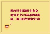 回收野生黄精(生态文明保护中心成功救助黄精，展开野外保护行动)