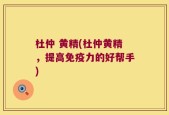 杜仲 黄精(杜仲黄精，提高免疫力的好帮手)