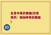 名贵中草药黄精(珍贵草药：探秘神奇的黄精)