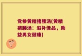 党参黄精猪腰汤(黄精猪腰汤：滋补佳品，助益男女健康)