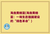 海南黄精苗(海南黄精苗：一场生态强国建设的“绿色革命”)