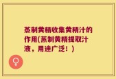蒸制黄精收集黄精汁的作用(蒸制黄精提取汁液，用途广泛！)