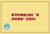 葛洪种黄精(探秘“葛洪种黄精”的奥妙)