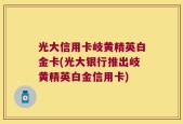 光大信用卡岐黄精英白金卡(光大银行推出岐黄精英白金信用卡)