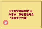 山东泰安黄精基地(山东泰安：黄精基地开启了春季生产大幕)