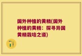 国外种植的黄精(国外种植的黄精：探寻异国黄精栽培之道)