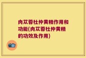 肉苁蓉杜仲黄精作用和功能(肉苁蓉杜仲黄精的功效及作用)