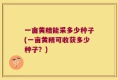 一亩黄精能采多少种子(一亩黄精可收获多少种子？)